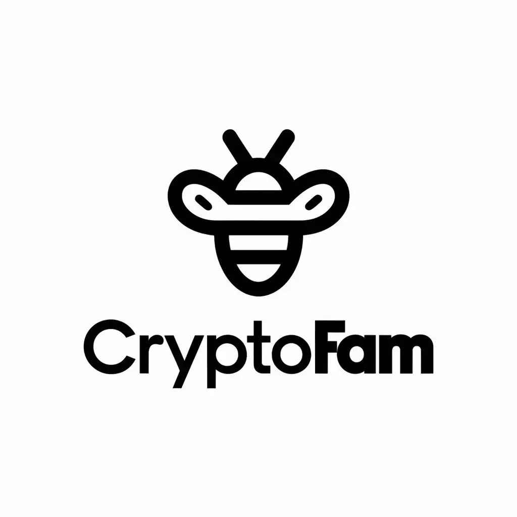 logo, main symbol of logomust bee crypto, with the text "CryptoFam", typography