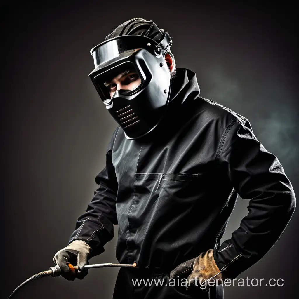 Welder-Man-in-Welding-Mask-with-Beard-in-Black-Sports-Suit