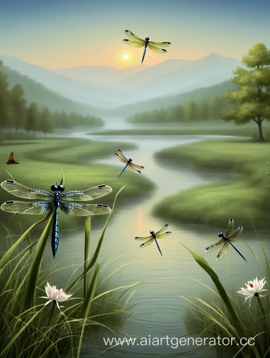 Vibrant-Dragonflies-Amidst-Serene-Landscape-Natures-Beauty-Captured