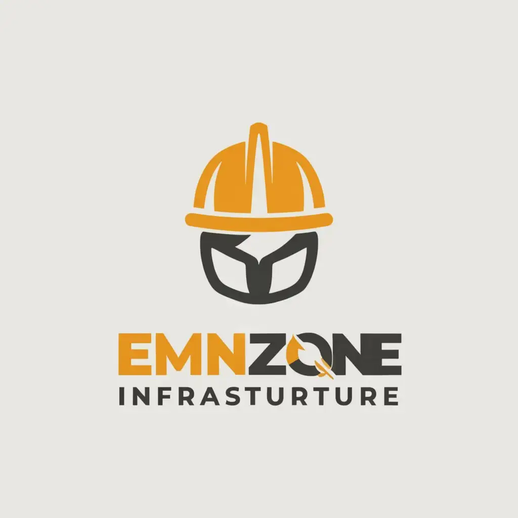 a logo design,with the text "EMNZONE INFRASTRUCTURE", main symbol:ENGINEERS HELMET,Moderate,be used in Construction industry,clear background