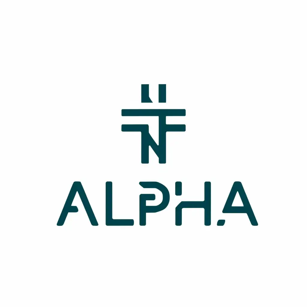 a logo design,with the text "Alpha", main symbol:Cross,Minimalistic,clear background