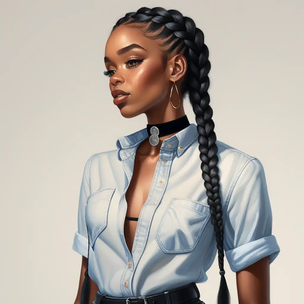 African American Woman with Stylish Braided Hairstyle