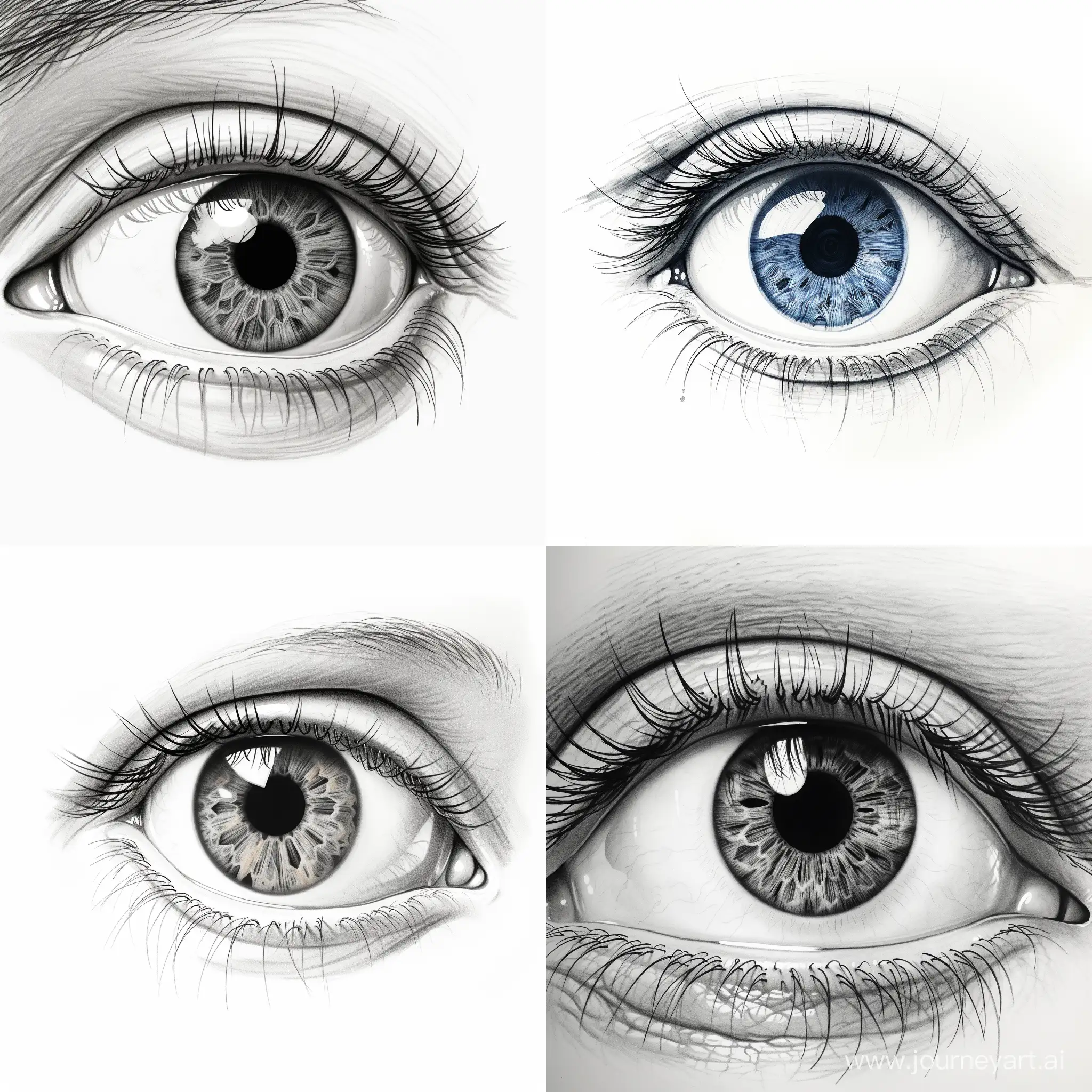 eye 2D images drawn freehand digitally