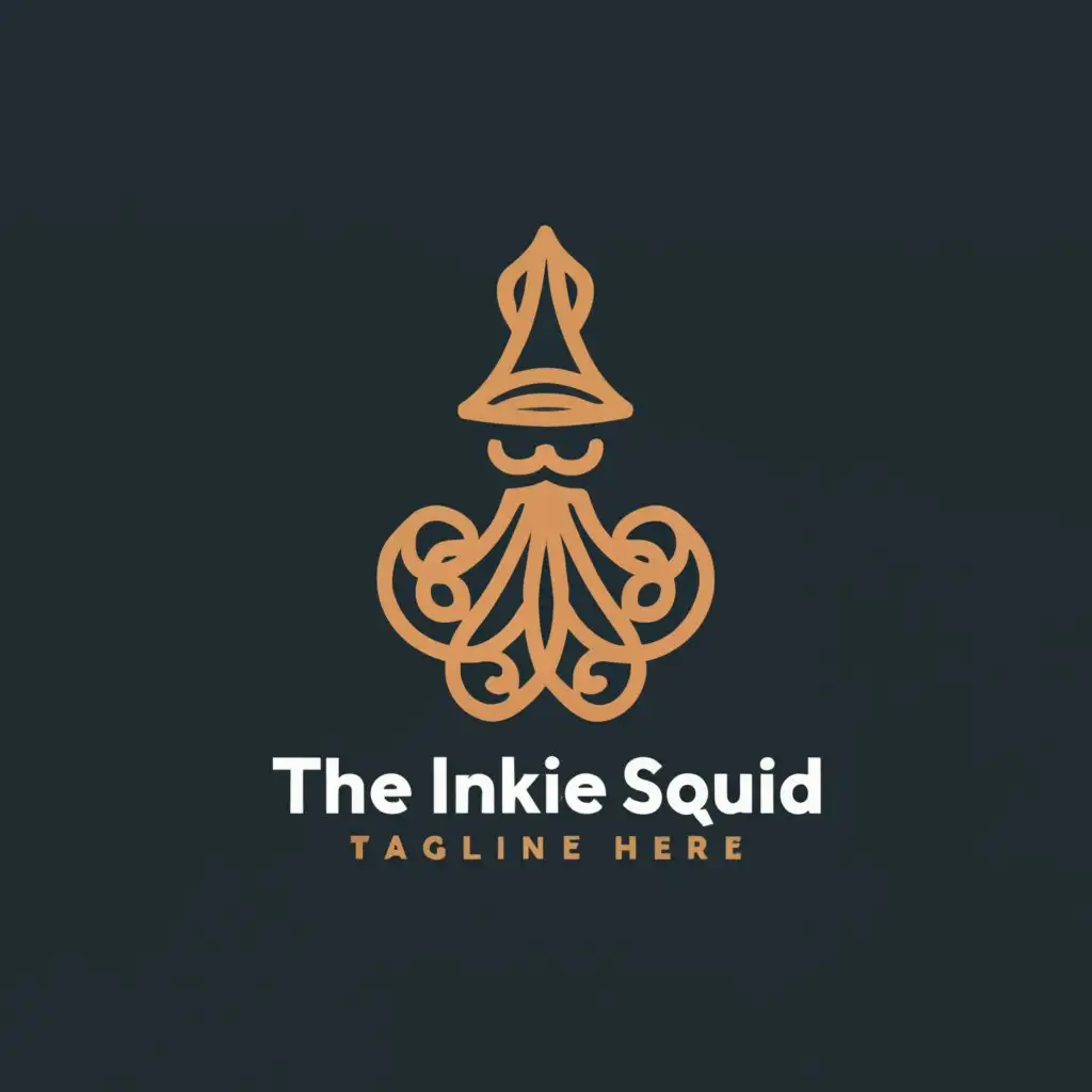 a logo design,with the text "The Inkie Squid", main symbol:Squid,Moderate,clear background