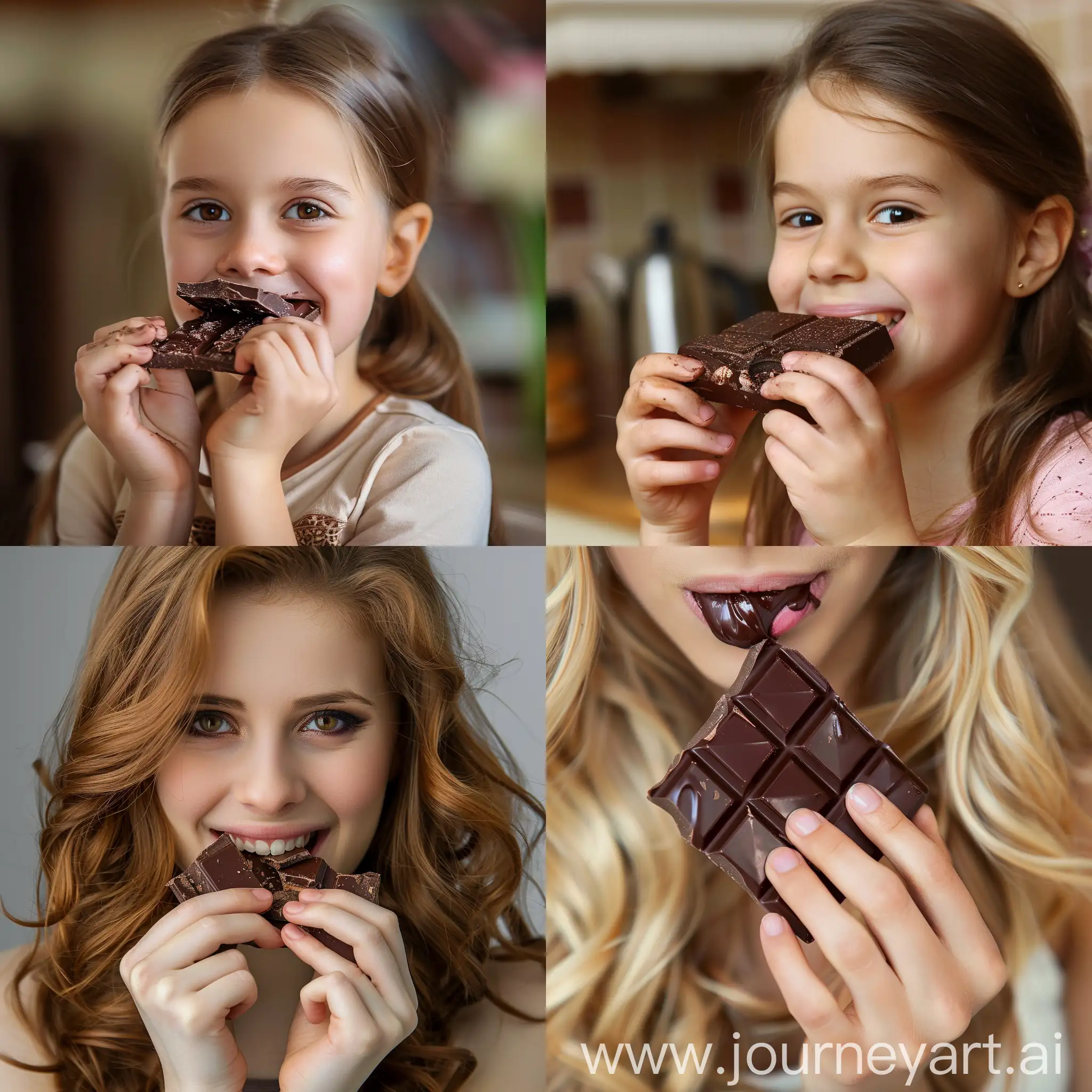 A girl eating chocolate 