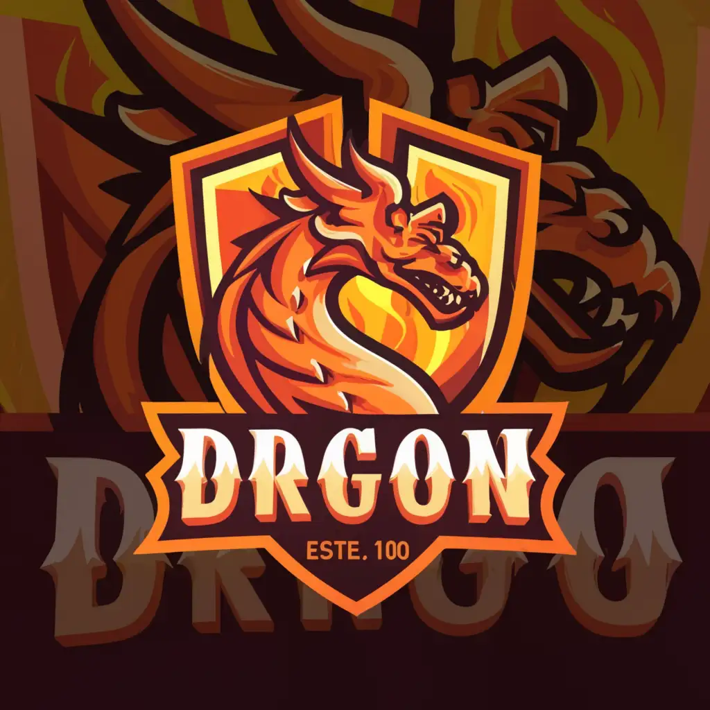 a logo design,with the text "dragon", main symbol:dragon inside label,complex,clear background