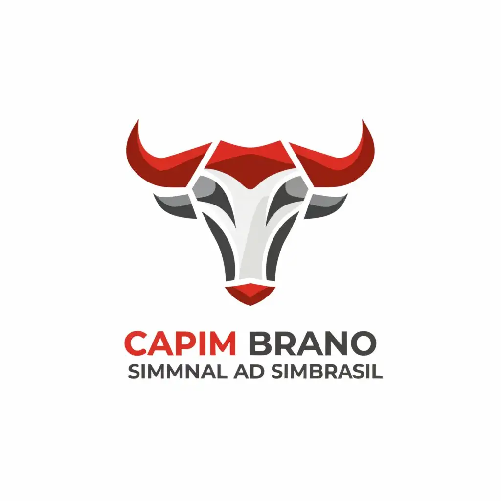 a logo design,with the text "Capim Branco Simmental and Simbrasil", main symbol:A white-faced red bull,Moderate,be used in Real Estate industry,clear background