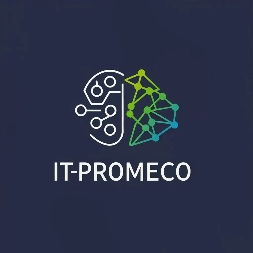 logo, brain, AI, computer,, with the text "IT-PROMECO", typography, be used in Technology industry