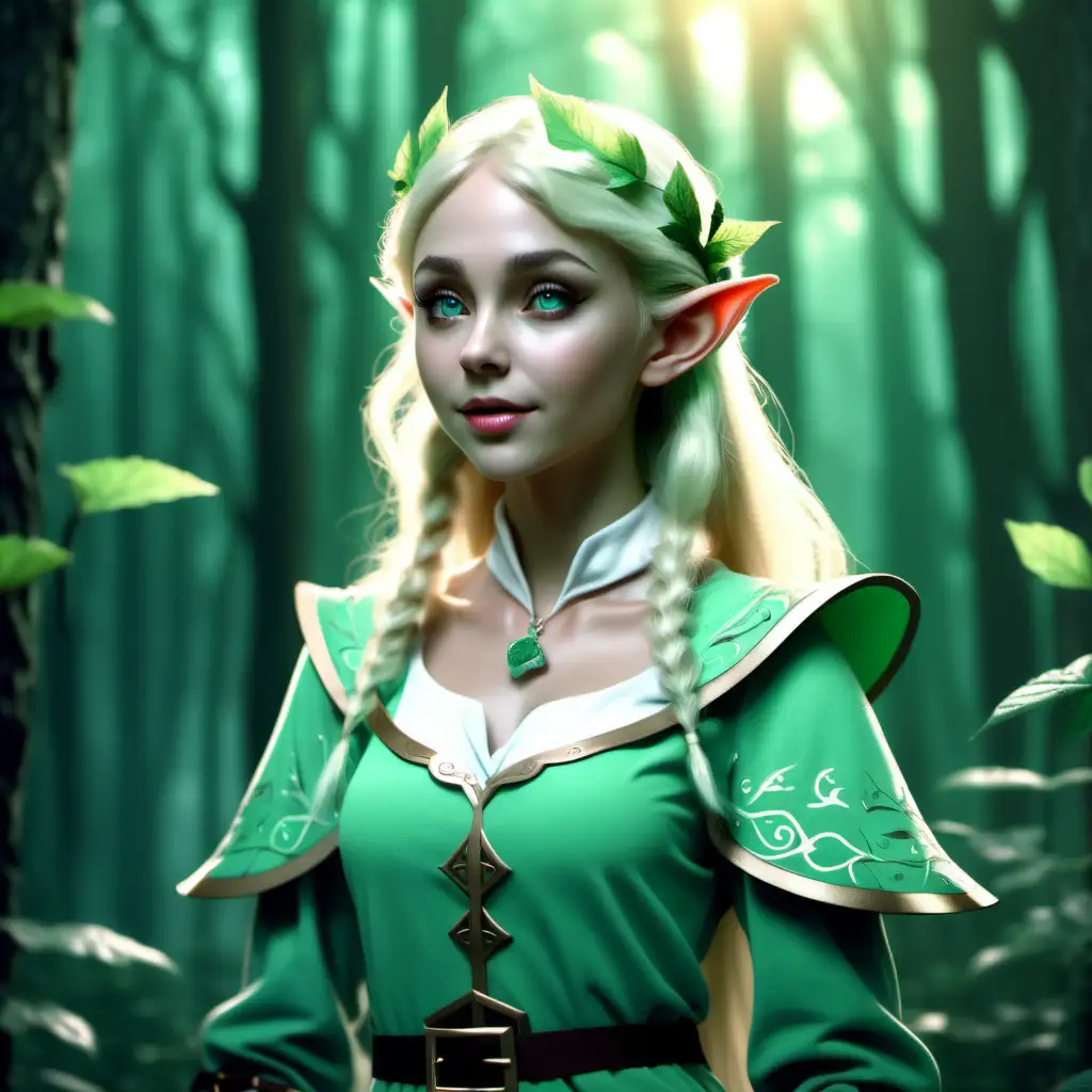 Enchanting Blonde Elf in a Magical Mint Forest