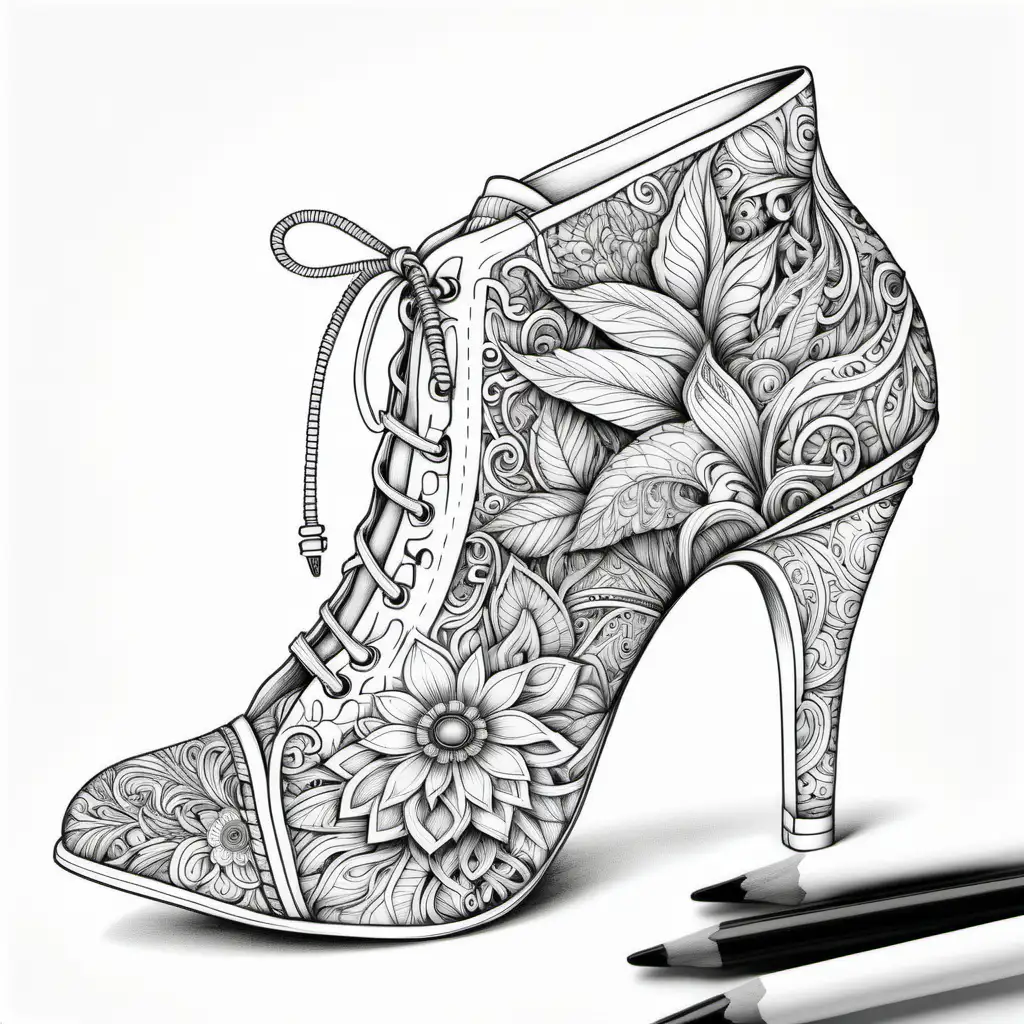 Stylish Womens Shoes Coloring Pages with Chic Accessories