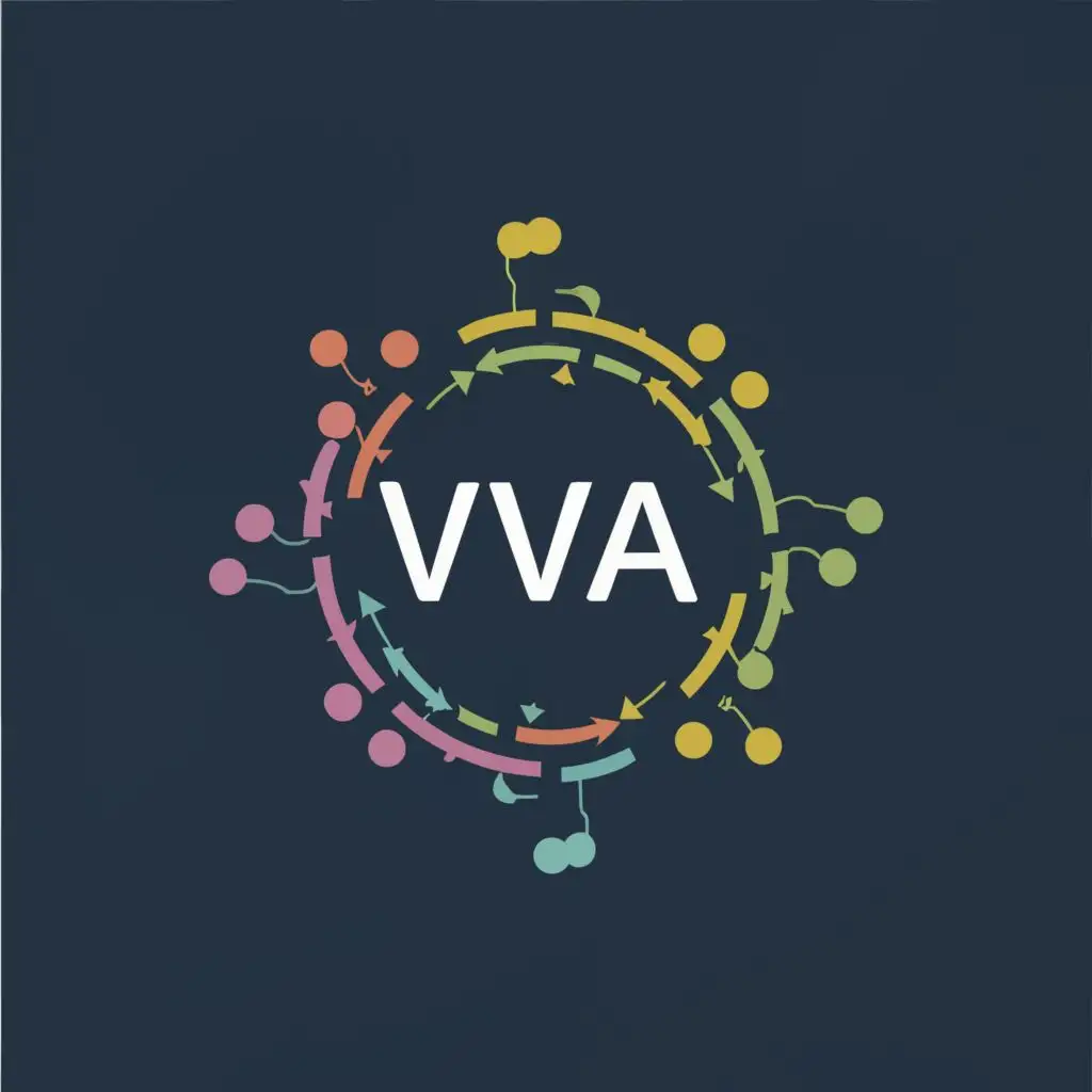 logo, Movement in circles to show progress , with the text "Vital Investment and Visionary Advancement , acronymn VIVA ", typography, be used in Finance industry