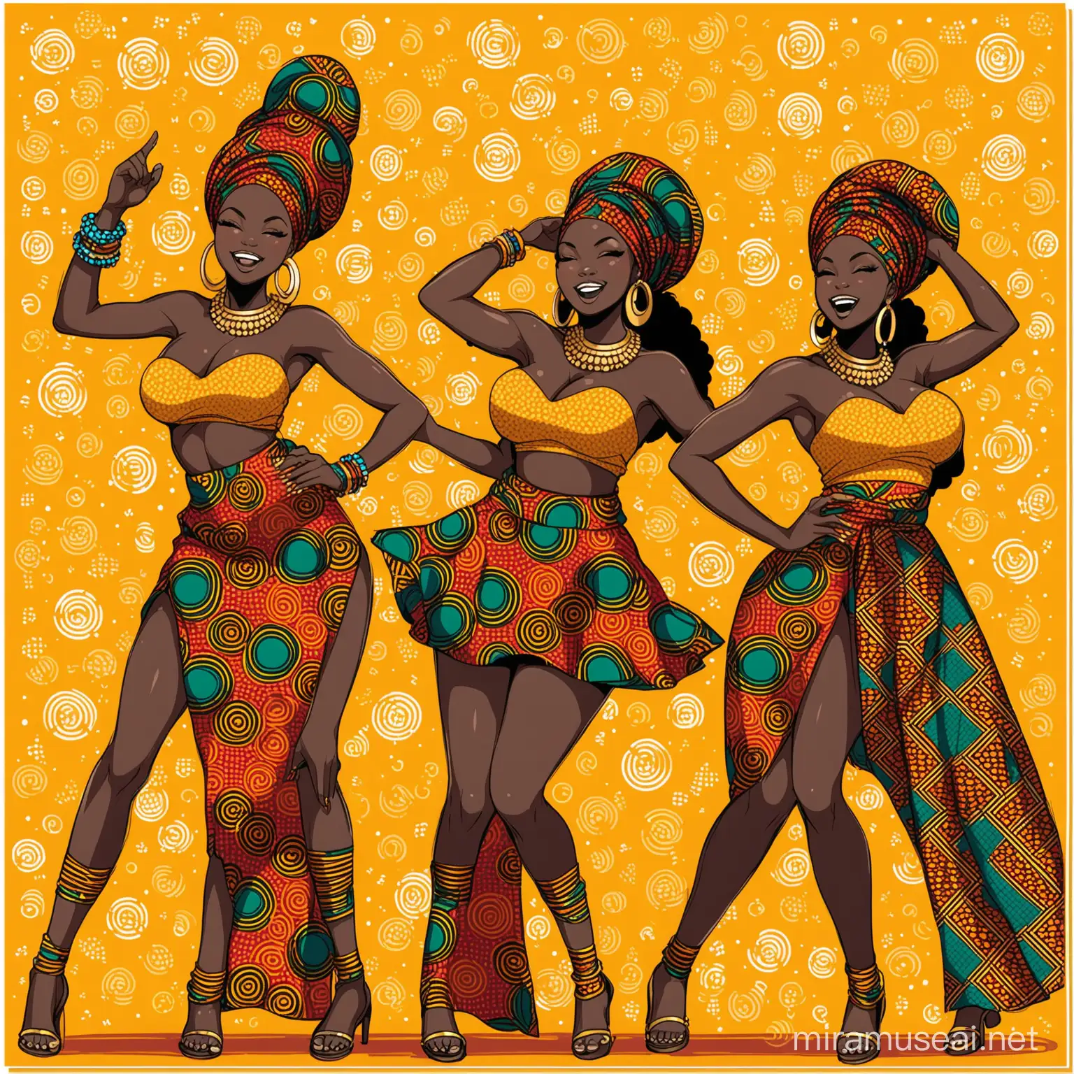 Create a song Art about enjoyment and partying infuse African prints , symbols and influences in it