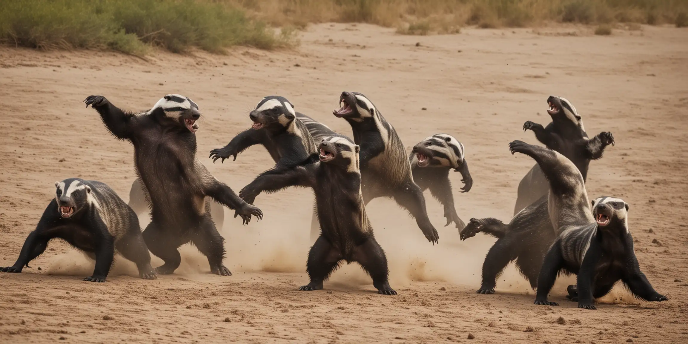 Playful Honey Badgers Frolicking in the Wild