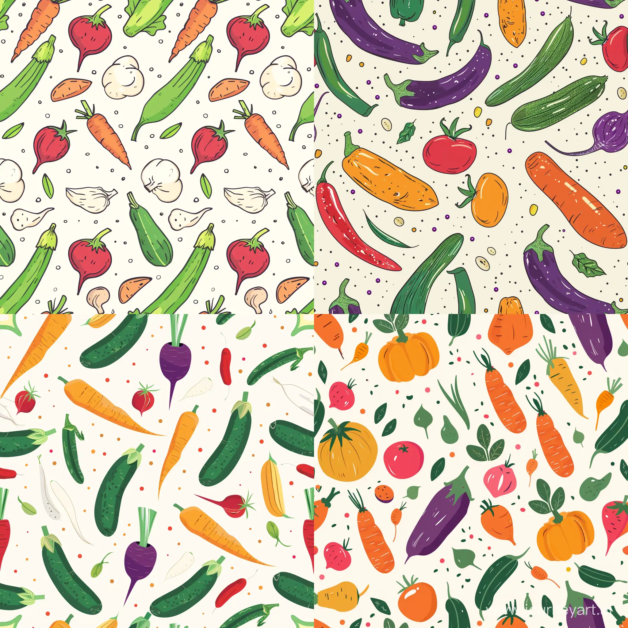 Vibrant-Vegetable-Pattern-Colorful-Array-of-Vegetables-in-a-Symmetrical-Design