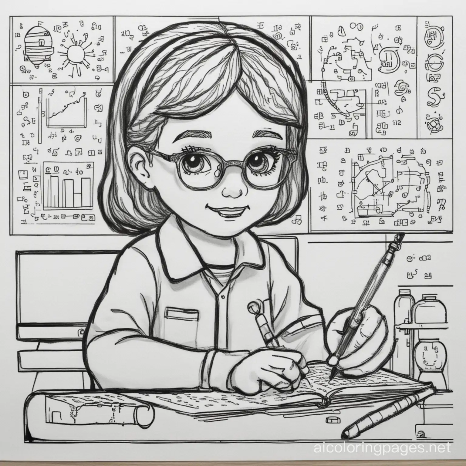 Learn-Data-Science-Coloring-Page-Simple-Line-Art-for-Kids