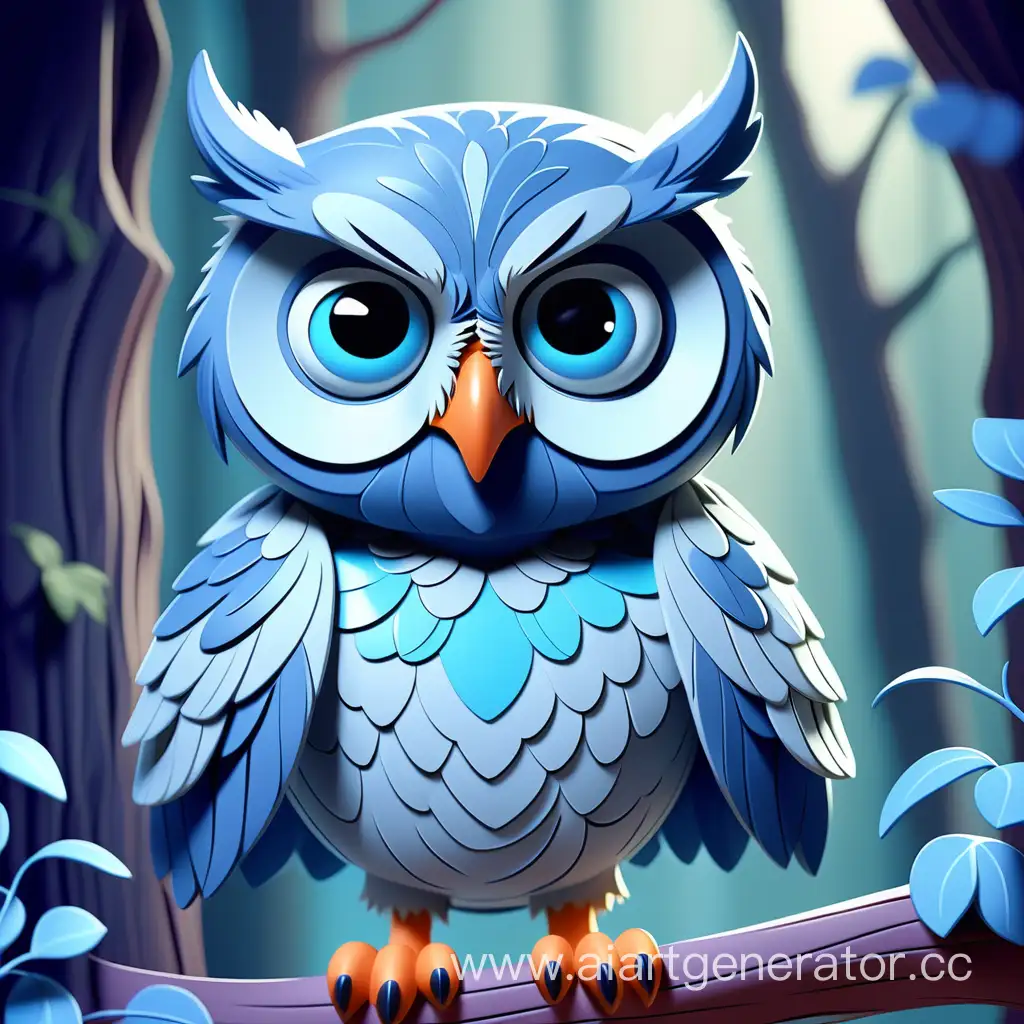 Playful-Cartoon-Owl-in-Disneyinspired-Blue-Hues