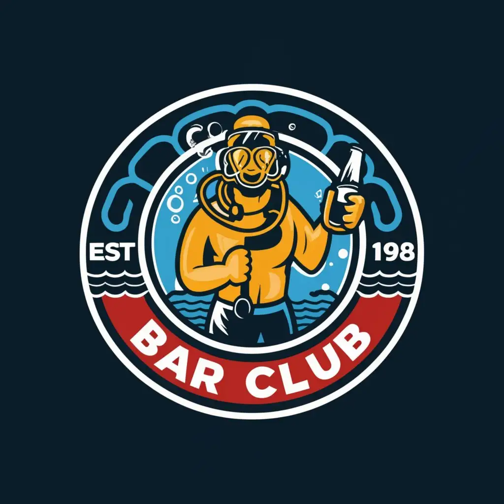 a logo design,with the text "300 Bar Club", main symbol:Scuba Diver, Beer,Moderate,be used in Nonprofit industry,clear background