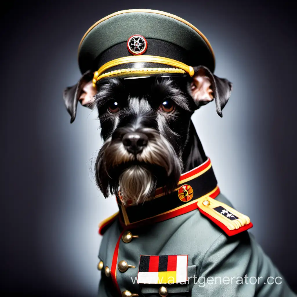 Adorable-Black-Miniature-Schnauzer-in-Authentic-German-Military-Uniform