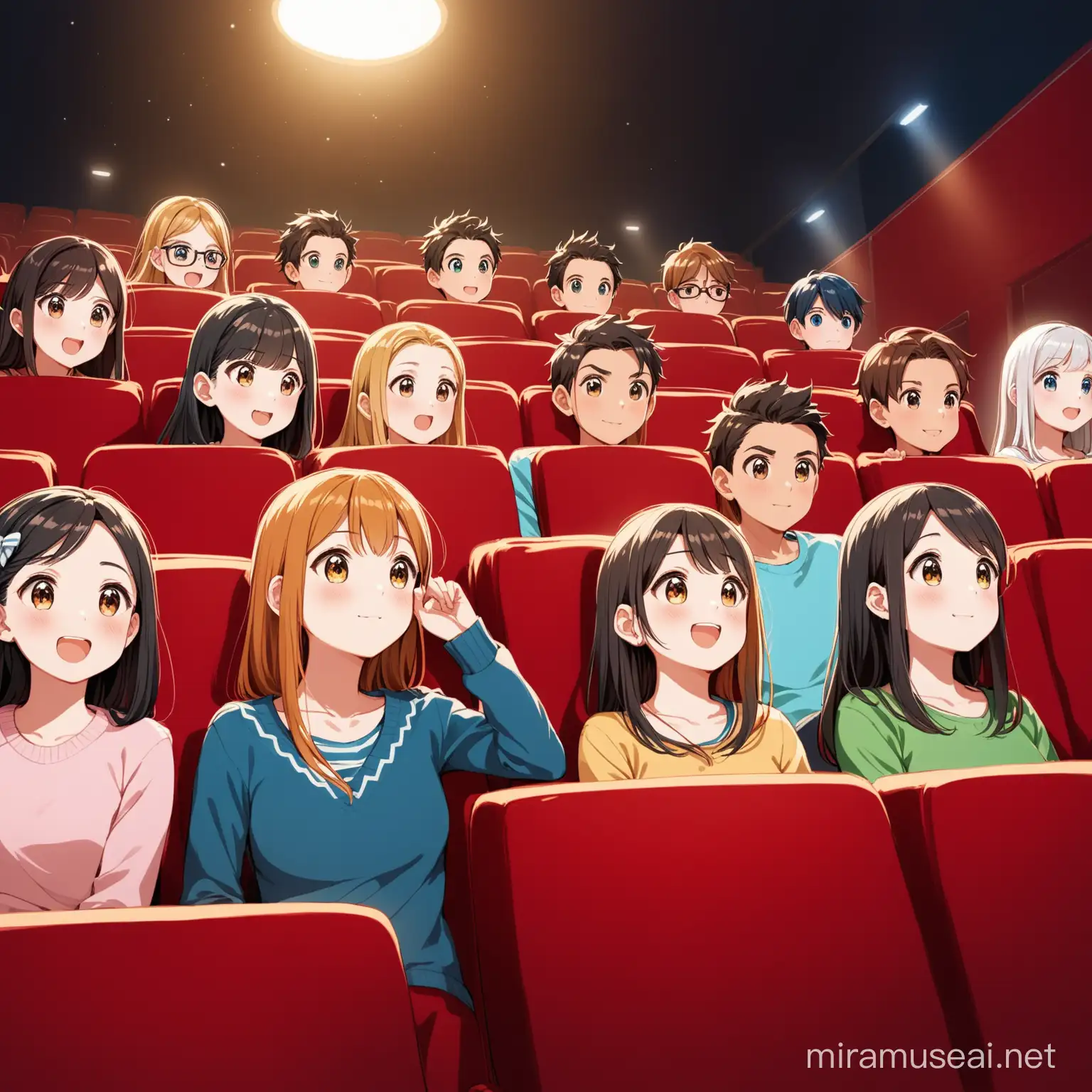 Group of Friends Enjoying 3D Movie in Cinema Diverse Audience Experience