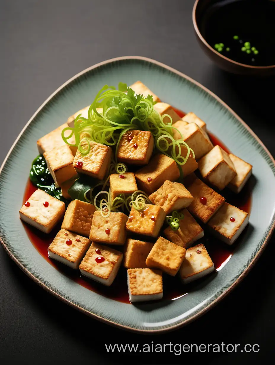 Crispy-Fried-Tofu-Platter-with-Vibrant-Vegetable-Medley