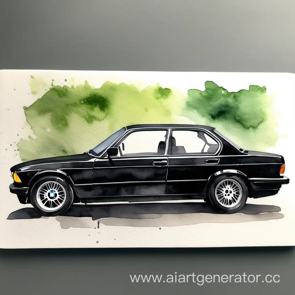 Sleek-Black-BMW-Car-Art-Vivid-Watercolor-Painting