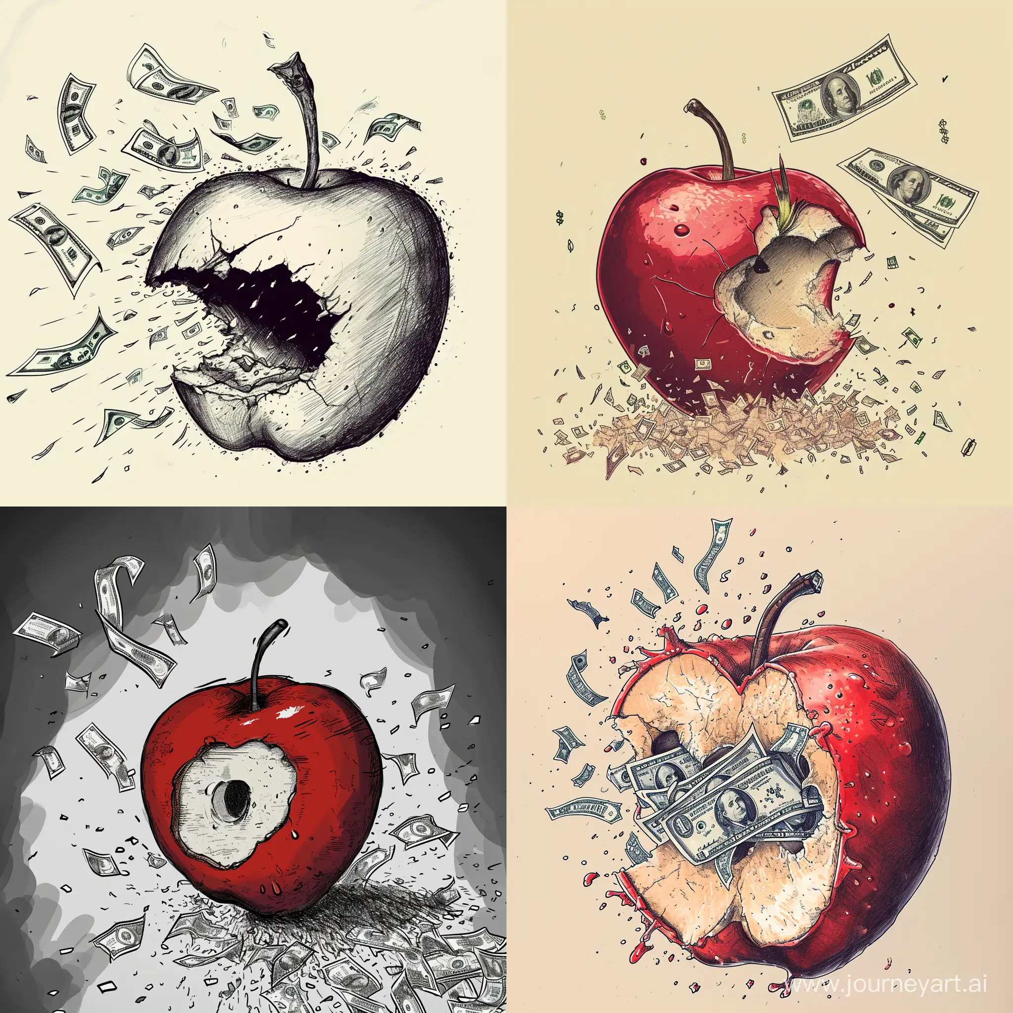 Нарисуй злое надкусанное яблоко, вокруг него летают деньги  и посередине текст locked project
