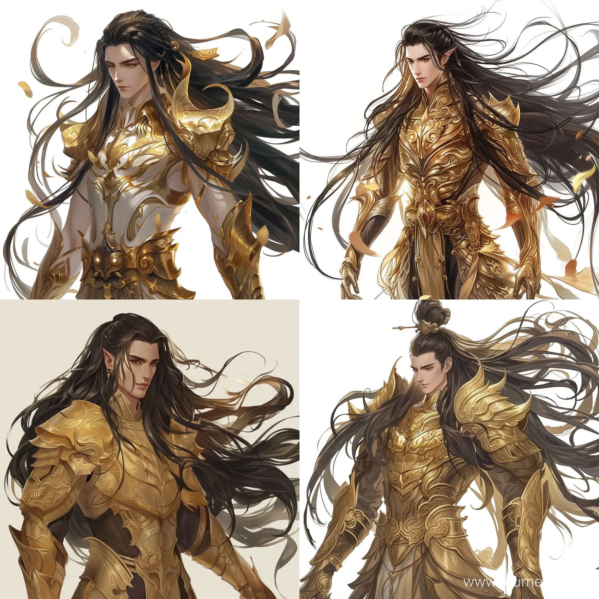 Majestic-Warrior-in-Golden-Armor-Chinese-MMORPG-Character-Art