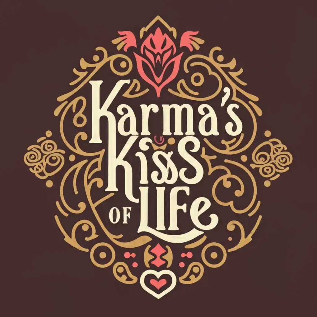 logo, bride, with the text "Karma's Kiss Of Life", typography, kiss