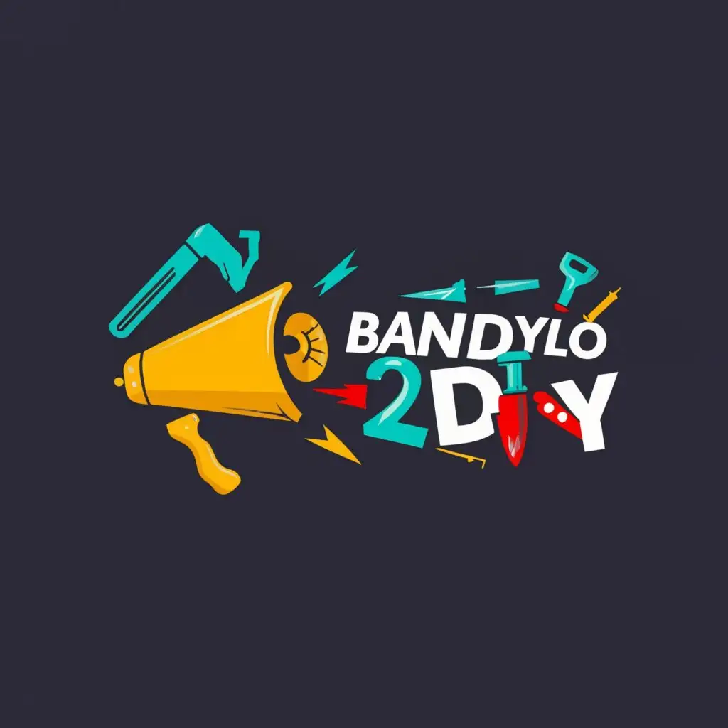 a logo design,with the text "Bandilyo2Day", main symbol:megaphone and construction materials, creative, for news magazine,Moderate,be used in Events industry,clear background