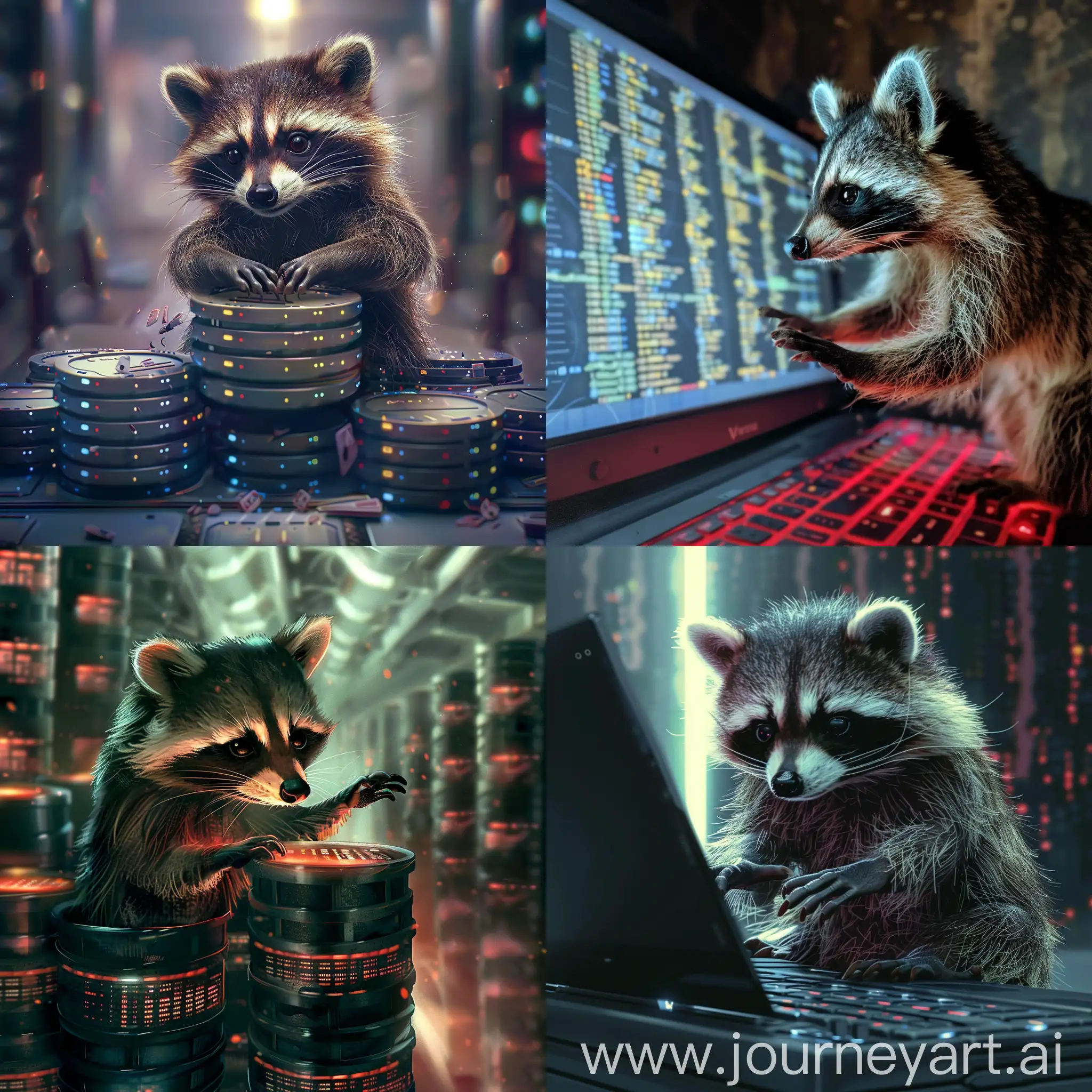 Playful-Digital-Raccoon-Interacts-with-Databases