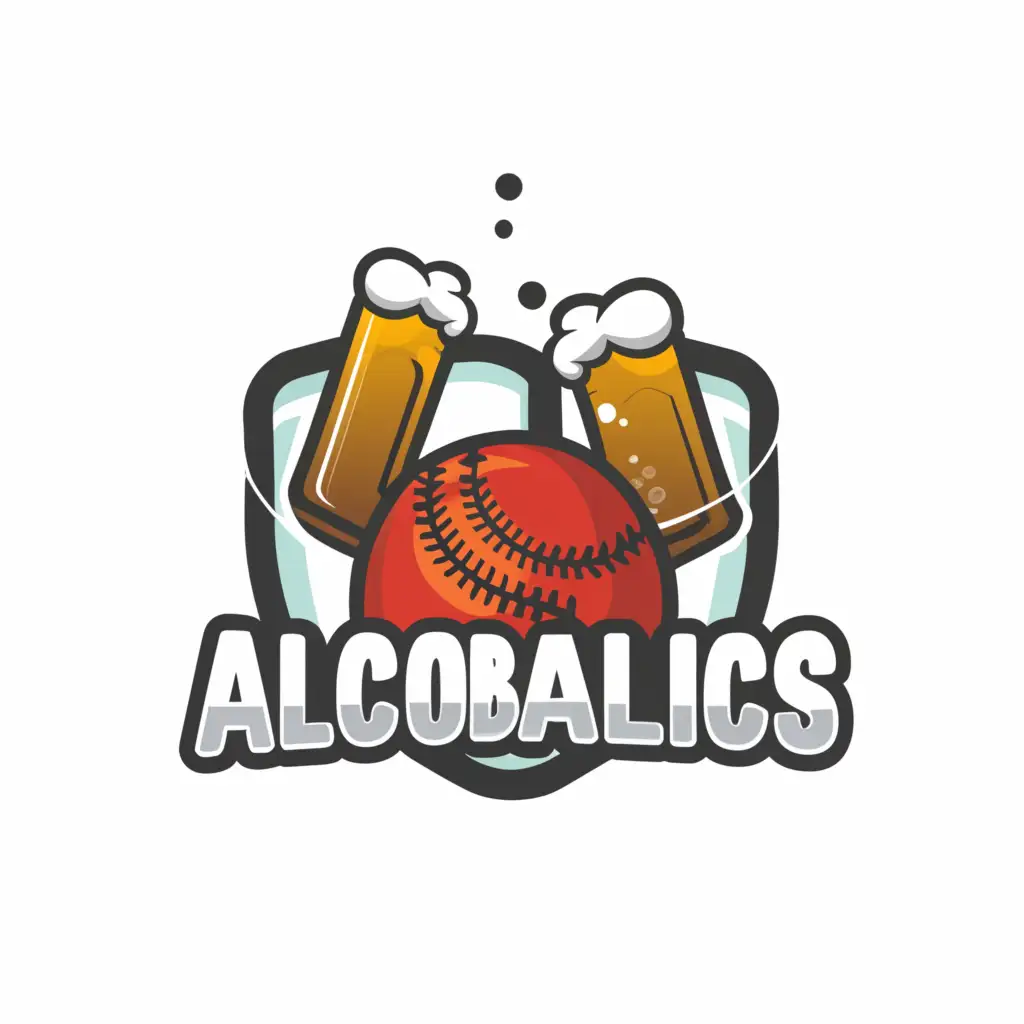 a logo design,with the text "Alcoballics", main symbol:Kickball and beer,Moderate,be used in Sports Fitness industry,clear background