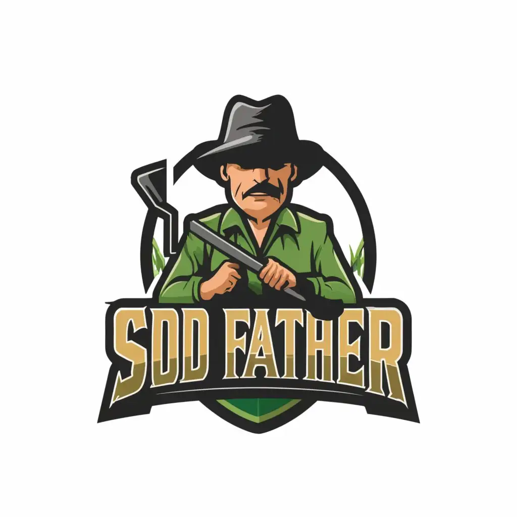 a logo design,with the text "Sod Father", main symbol:mobster, green, grass,Moderate,be used in Construction industry,clear background