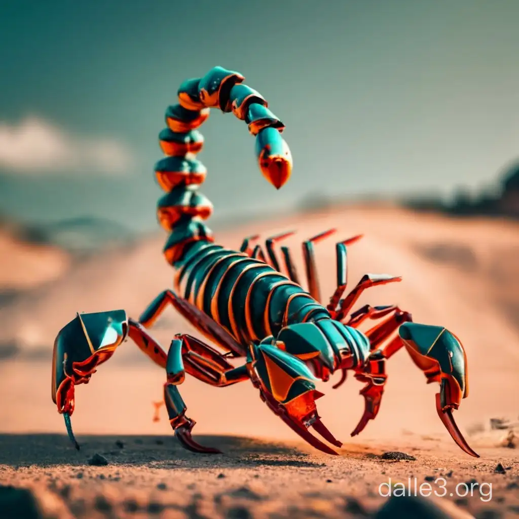 Futuristic Scorpion Robot Prototype in Industrial Setting | Dalle3 AI
