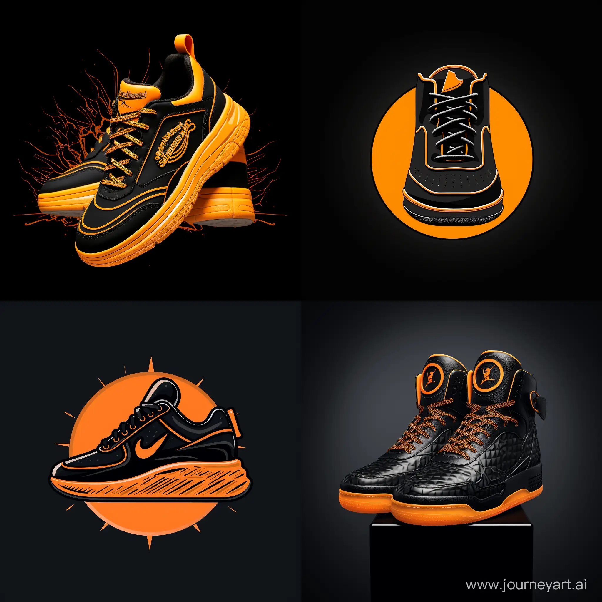 сгенерируй эмблему интернет магазина мужской уличной обуви с названием "SneakersHubUa" шрифтом оранжевого цвета на черном фоне, что бы изображение поместилось в круглую аватарку инстаграма