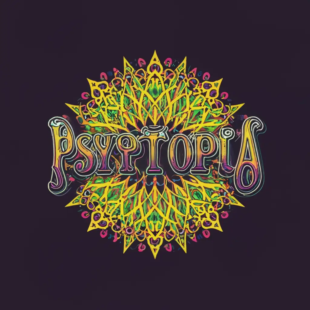a logo design, with the text 'Psytopia', main symbol: Psychedelic Mandala, Moderate, be used in Entertainment industry, clear background