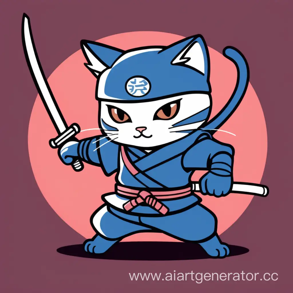 cute cat ninja, bold lines, vector illustration, anime style, cutout
