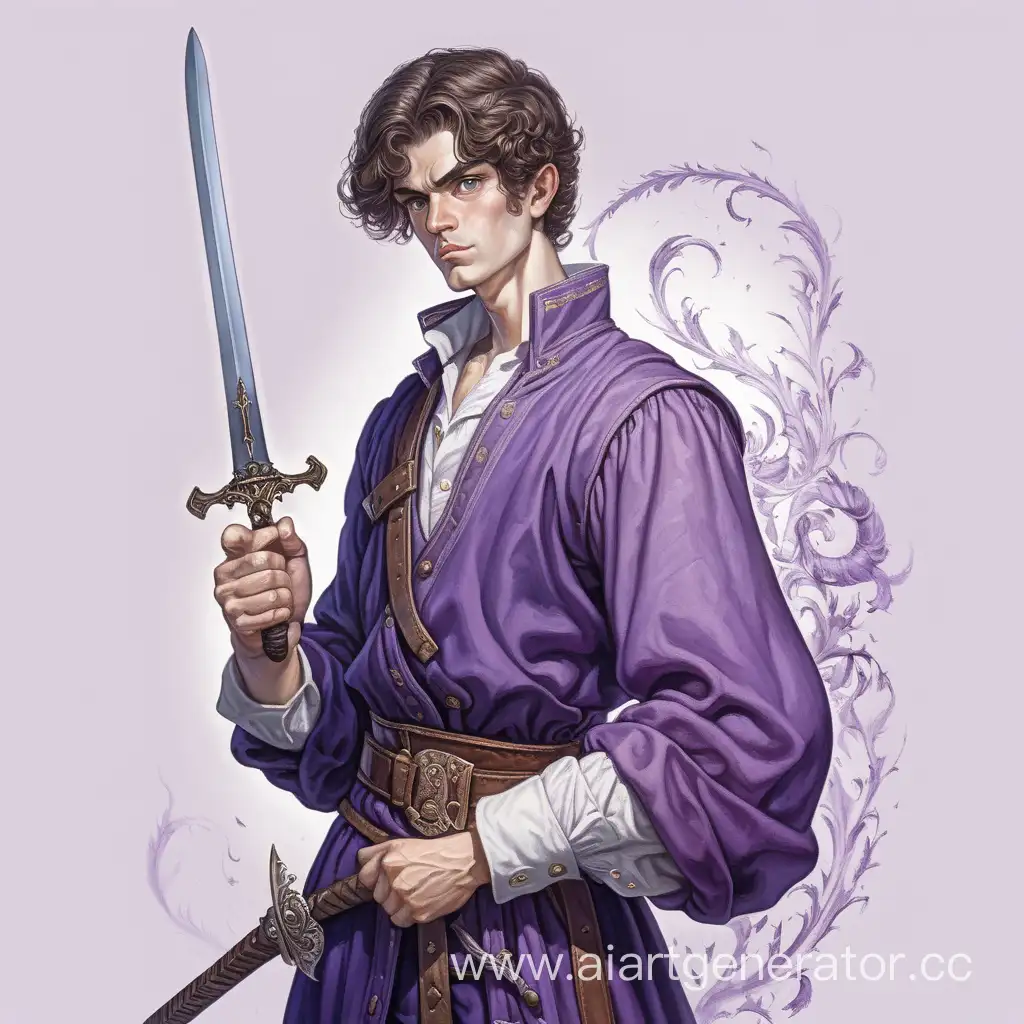 Young-Man-with-Sword-and-Book-Violet-Eyes-White-Background