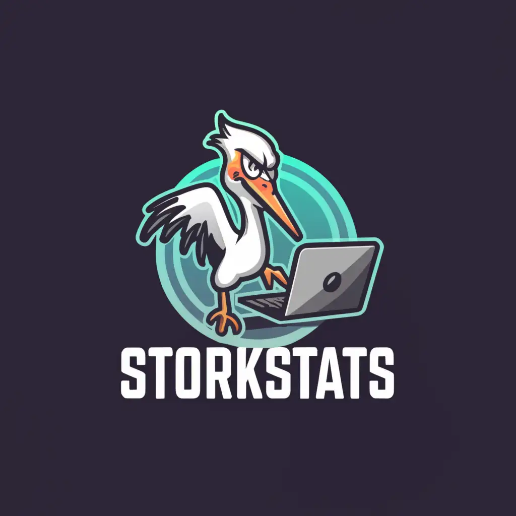 a logo design,with the text 'storkstats', main symbol:angry stork,Moderate minimalistic,be used in blockchain industry,clear background