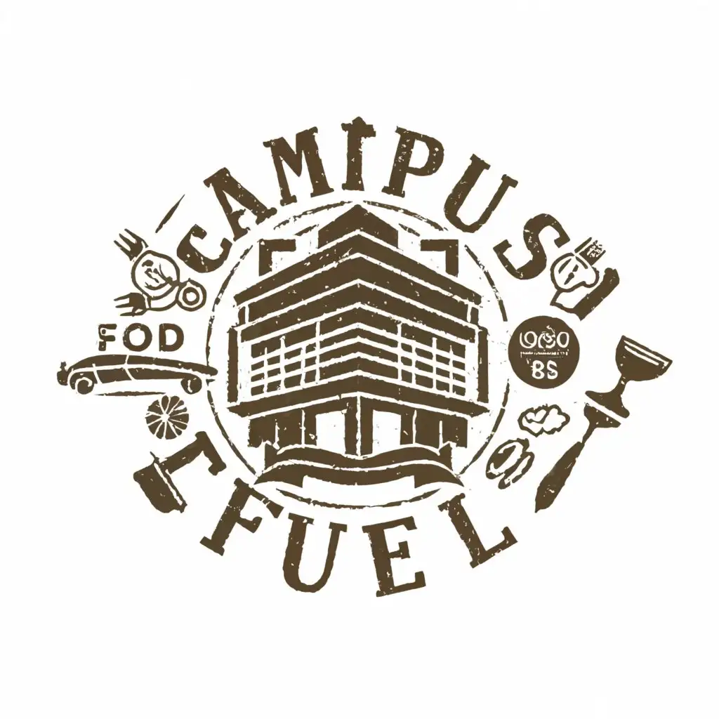 a logo design,with the text "Campus fuel", main symbol:university , food , drinks , luxury,Minimalistic,be used in Restaurant industry,clear background