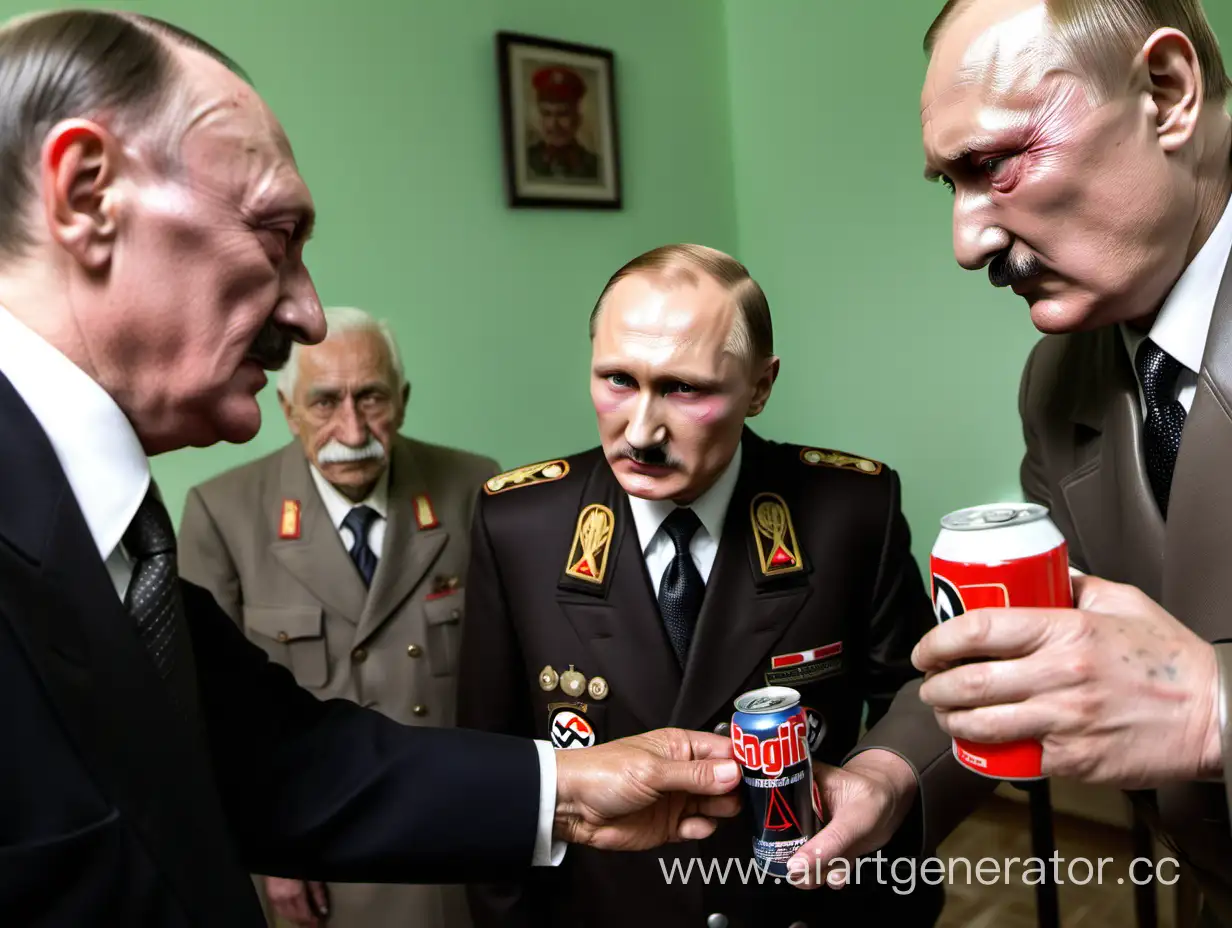 Гитлер и Путин встречаются с пожилой молью и человеком с высоким давлением который пьёт энергетик и у него на лбу написано "Egorik"