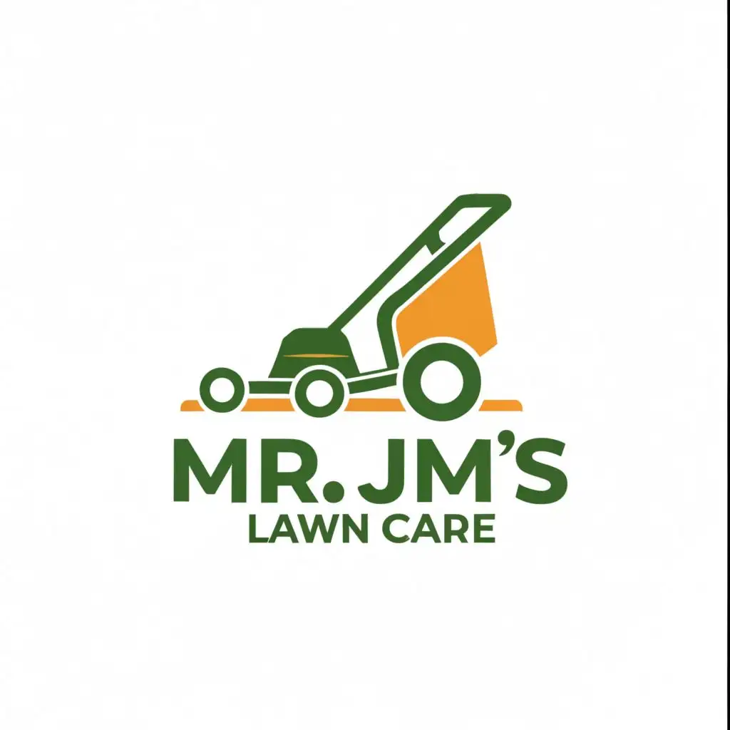 a logo design,with the text "Mr Jims Lawn Care", main symbol:Lawn Mower,Moderate,clear background