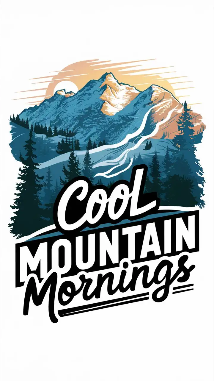 Cool Mountain Mornings. Typography worthy of a t-shirt graphic