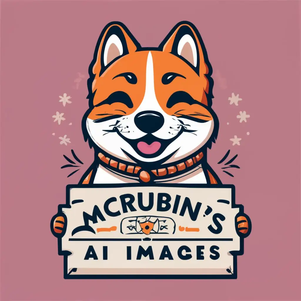 logo, Dogs smiling face, with the text "McRubin's AI Images", typography, be used in Nonprofit industry