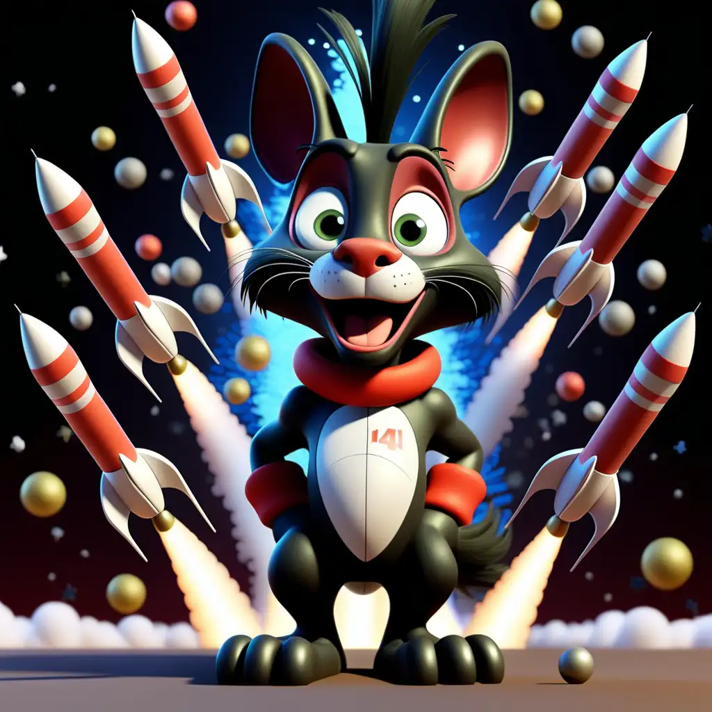 Sylvester with rockets new year in wonderfull 3D Animation and 4k