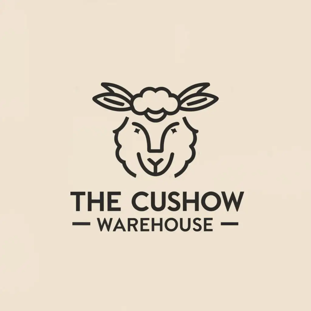 a logo design,with the text "The Cushion Warehouse", main symbol:sheep face with feathers as ears, continuous line drawing,Moderate,clear background
