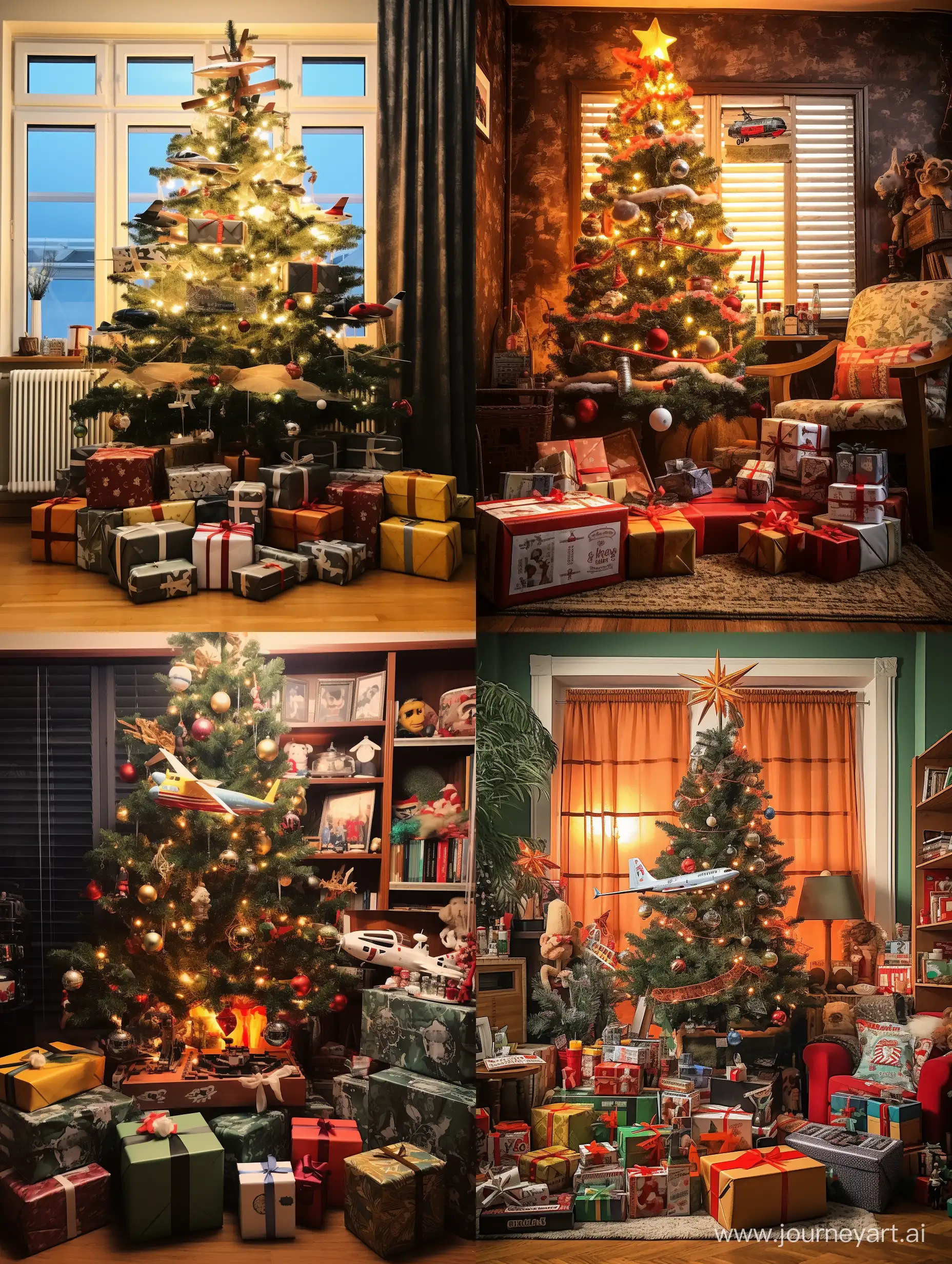 Festive-Scale-Model-Christmas-Detailed-Miniature-Airplanes-Under-the-Tree