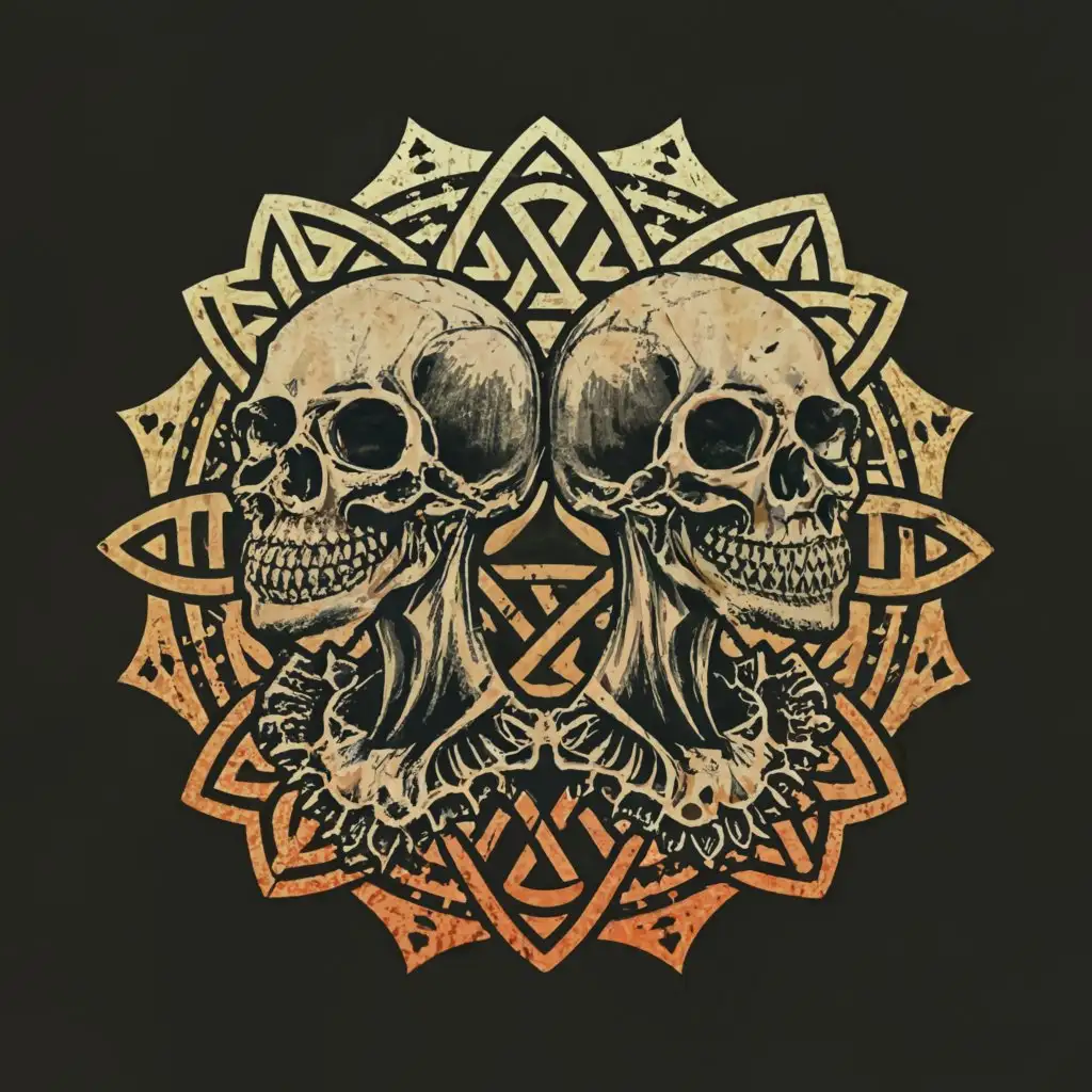 LOGO-Design-For-Dressed-In-Decay-Conjoined-Skulls-Sacred-Geometry-on-Clear-Background