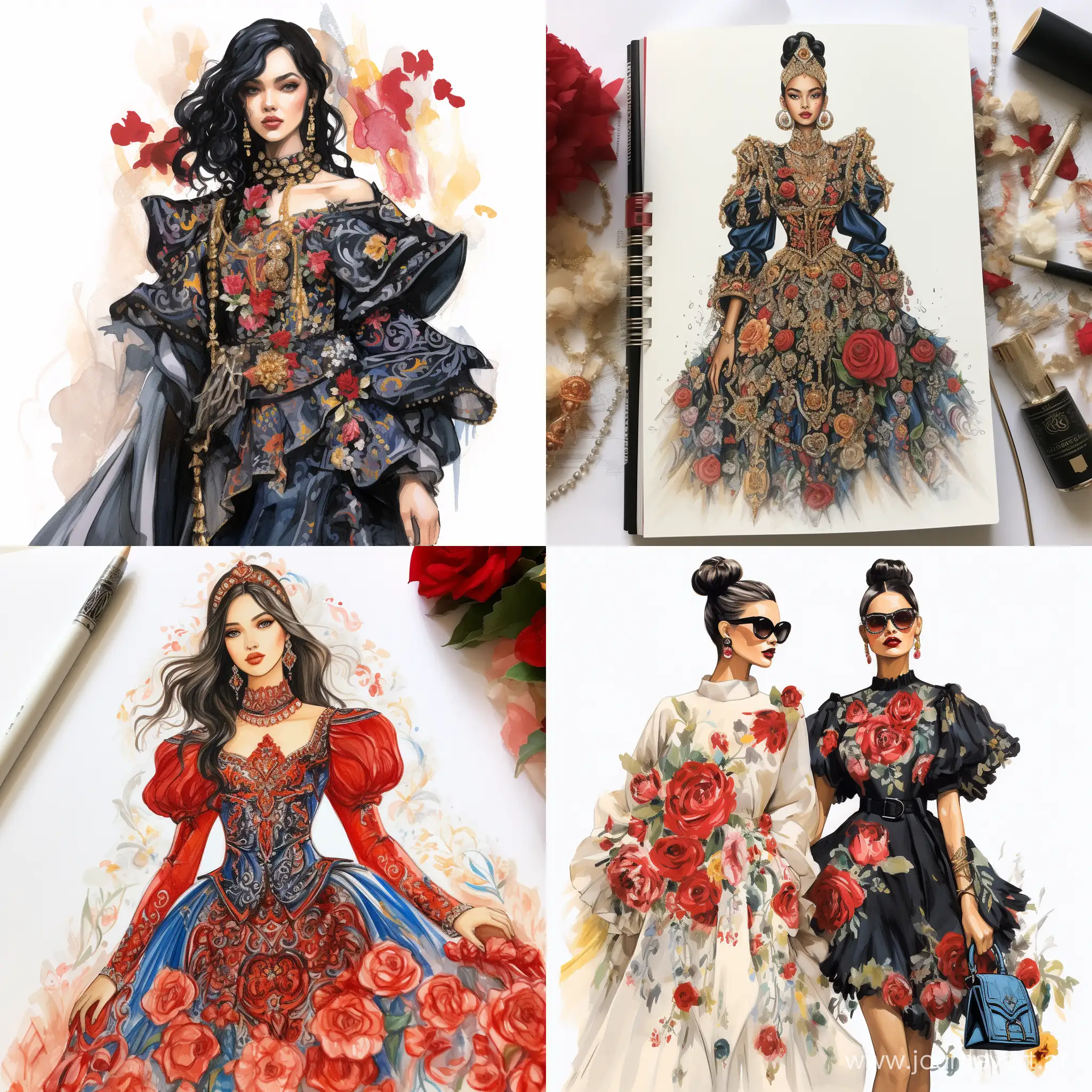 Fashion illustration, sketch, Dolce and Gabbana 