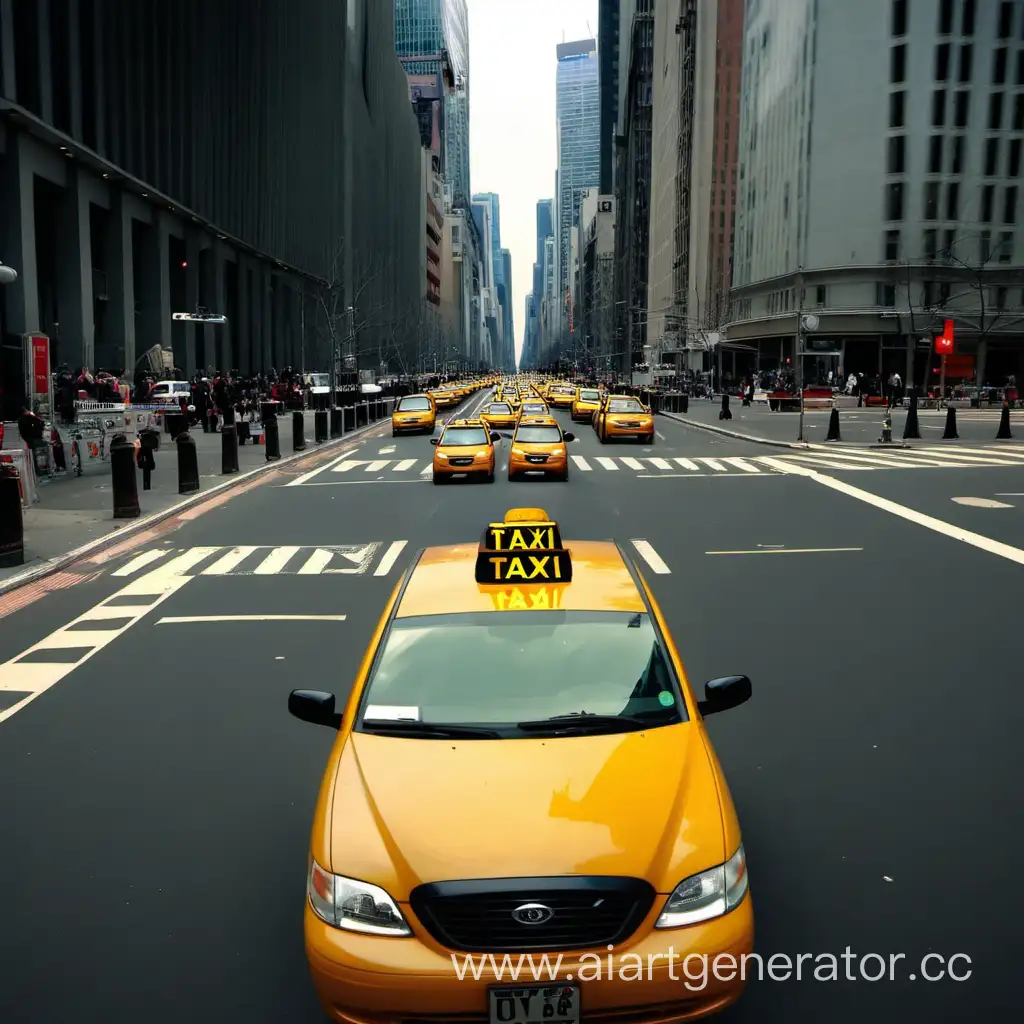 Front-View-of-Taxi-in-Urban-Setting