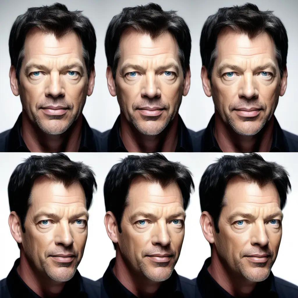 Handsome 40Something White Man with Black Hair Harry Connick Jr Clean Shaven Character Portrait